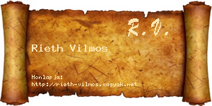 Rieth Vilmos névjegykártya